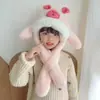 Nuevo Sombrero de Invierno 2025 para Niños Peluche Dibujos Animados Lindo Bebé Niño y Niña Bufanda con Forro Polar Sombrero Integrado con Protección para los Oídos
