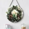 Adornos Navideños Creativos Transfronterizos Artesanías de Madera Cartel Redondo para Puerta Serie Colgante de Madera 20Cmos Colgante