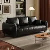 Sofá de cuero con cera de aceite para rascar gatos estilo retro sala de estar fila recta apartamento pequeño moderno minimalista estilo mediados de siglo sofá habitación de alquiler