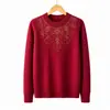 Nueva Colección Primavera y Otoño: Tejidos para Mujer de Mediana Edad y Mayores, Suéter Pulóver de Cuello Redondo, Color Sólido, Top de Punto Fino