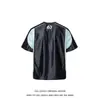 Camiseta de Manga Curta Color Block Patchwork Estilo Retro Americano Verão Masculina Jersey Esportivo Top para Passeio de Motocicleta