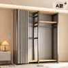 Armario de metal, estructura de acero, completamente cerrado, diseño simple, adecuado para apartamentos de alquiler, modular, engrosado, de pie, estilo abierto, para uso doméstico