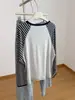 Nueva colección de principios de otoño: Camiseta de manga larga con diseño de bloques de color y patchwork, mangas raglán, cuello redondo, fácil de combinar, top casual y cómodo para mujer