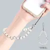 Corrente de Celular Lanyard Pulseira de Pérola Cristal Pulseira de Pulso Anti-Perda de Alta Qualidade Corda de Ombro Pingente Curto para Capa de Celular