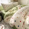 Juego de Ropa de Cama Auténtico Clase A Estilo Fresco Algodón Puro Lavado de Cuatro Piezas para Dormitorio Estudiantil, Sábana, Funda de Edredón, Juego de Tres Piezas 4