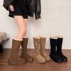 Botas de Nieve de Suela Gruesa para Mujer 2025 Nuevas de Invierno Forradas de Felpa Engrosadas Cálidas Botas de Tacón Alto Caña Alta Pequeña Botas de Algodón