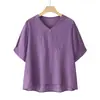 Camiseta suelta de manga corta para mamá, Camisa para mujeres de mediana edad y mayores, Conjunto de dos piezas de verano nuevo 2025, Conjunto de dos piezas de top para mujer