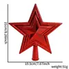 Nuevo adorno de estrella para la punta del árbol de Navidad tridimensional hueco decoración navideña decoración de corona de árbol accesorio de pentagrama de plástico