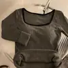 Camiseta de Manga Larga De Rong Long para Mujer, Otoño e Invierno, con Almohadillas en el Pecho, Corte Entallado, Bloques de Color, Top Térmico Base, Nuevo Modelo 2025