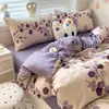 Juego de Cama de Cuatro Piezas Cepillado Clase A, Juego de Tres Piezas para Dormitorio de Estudiante Individual de Invierno, Funda de Edredón Estilo Ins, Ropa de Cama de Dibujos Animados