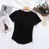 Top de Nuevo Estilo para Dropshipping con Almohadillas en el Pecho, Cuello Redondo, Mangas de Media Longitud Cola de Golondrina, Copa Integrada, Adecuado como Prenda Exterior o para Vestir por Capas, Moderno Top de Primavera/Verano