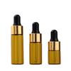 Frasco de aceite color té de 2 3 5 ml de fábrica anillo de aluminio anodizado frasco con tetina frasco gotero transparente subenvasado frasco gotero