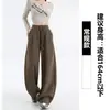 Calça Sportswear Retro Americana com Cintura Elástica Feminina Outono 2026 Nova Solta Casual Fluida Perna Reta Larga Calça de Moletom