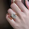 Anillo de Diamante Imitación Ovalado Grande de Carat, Francés Simple, Huevo de Paloma, Corte Estrella, Exagerado, para Propuesta de Mujeres