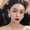 Aretes de Plata 925 Estilo Retro Hepburn con Perlas Grandes Novia Mujer Elegante de Alta Gama Aretes Franceses Aretes de Moda