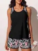 Biquíni Tankini Duas Peças Dividido Europeu e Americano 2027 Tamanho Plus Moda Praia Feminina Shorts Estampado Tankini