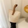 Bolso casual de paja para mujer, nuevo bolso de mano de primavera, moderno estilo occidental tejido, gran capacidad, sencillo bolso de hombro tipo cubo