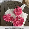 Flor de Hortensia Artificial de 3 Cabezas Pintura al Óleo Hortensia Decoración de Boda Flor Falsa Diseño de Habitación de Boda Arreglo Floral Línea Material de Flor Alto