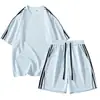 Conjunto de Verão Masculino Transfronteiriço para Casal Camiseta Casual de Manga Curta Roupa Esportiva Shorts de Manga Curta para Uso Externo Conjunto de Duas Peças