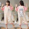 Saco de dormir de algodón para niños, pijama de una pieza de manga corta para niñas, verano fino, dibujos animados, ropa de aire acondicionado para niñas, camisón a prueba de patadas