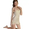Bata de Noche Sexy sin Espalda Floral Dulce Dz Guiruo con Copas en el Pecho y Tirantes Dobles con Abertura, Conjunto de Bata L6934