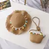 Bolsa Fresca Pequena Proteção Solar Chapéu de Sol Chapéu de Praia de Verão para Crianças Chapéu de Palha Ondulado Chapéu de Sol Dia das Crianças Presente de Aniversário