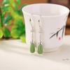 Un Ciervo Plata Esterlina S925 Chapado en Oro Jaspe Hetian Retro Estilo Nacional Xiangyun Aretes Gota de Agua Temperamento Antiguo Gancho para la Oreja