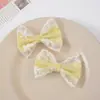 Acessórios de Laço de Renda Francesa Camada Dupla Cor Pura Gravata Borboleta Semi-Acabada Acessórios de Cabelo DIY Acessórios de Roupa