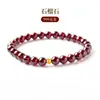 Pulsera de Granate con Cuentas de Transferencia de Oro Puro 999 Pulsera de Cuentas Doradas Regalo Navideño Regalo Pequeño Artículo Caliente de Transmisión en Vivo