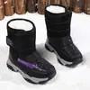 Botas de neve infantis transfronteiriças, forradas com pelúcia de inverno, espessadas e quentes, botas infantis para meninas de cano médio, sapatos de algodão, sapatos de algodão casuais para atividades ao ar livre