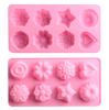 Molde de silicone para pudim de geleia com 12 flores, molde para decoração de bolos, sabonete perfumado e gelo