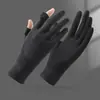Guantes de Protección Solar para Mujer, Nuevo Estilo de Verano, Malla de Seda Helada, Transpirables, Antideslizantes, Guantes de Conducir con Cubierta para Dedos, Guantes Anti-UV