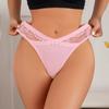 Braguitas de Encaje Talla Europea y Americana Cinturón Encaje Patrón Transparente Color Sólido Lazo Caliente Ropa Interior de Cintura Baja al por Mayor