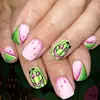 Uñas Vestibles de Sandía para Halloween Cuadradas Cortas Creativas Sandía Calabaza Cara de Fantasma Desmontables Uñas Postizas Producto Terminado
