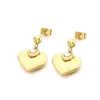 Stock de Fábrica INS Pendientes de Acero Inoxidable en Forma de Corazón Sensación de Alta Gama Lujo Ligero Tachuelas Incrustadas con Pedrería Accesorios de Pendientes de Personalidad y Temperamento para Mujeres