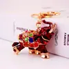 Llavero creativo de elefante de cristal con incrustaciones de diamantes, llavero de animal, accesorios para bolso, colgante de metal, pequeño regalo