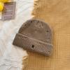 Gorro para Mujer Otoño e Invierno Estilo Americano a Prueba de Perforaciones Resistente al Frío Cálido Protección para los Oídos Gorro de Lana Tejido Circunferencia de Cabeza Grande Moda Letra R Gorro de Frío