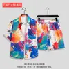 Camisa de Flores Hawaianas Traje de Playa Verano Delgado Sanya Viaje Pareja Hombre y Mujer Talla Grande Pantalones Casuales Sueltos