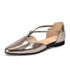 [Precio Promocional 148] Zapatos Planos de Punta Elegantes Sandalias Cerradas Metálicas de Piel Genuina para Mujer Sandalias Caladas para Mujer
