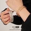 Pulsera Abierta Ovalada de Metal de Tres Capas Hueca Estilo Europeo y Americano Minimalista Fresca Moda Simple Joyería de Gama Alta