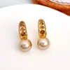 Pendientes Europeos y Americanos de Perlas Grandes Estilo Coreano 2026 Nuevos Pendientes de Clip con Circonita de Moda para Mujer Pendientes Elegantes de Lujo Ligero Estilo Socialité