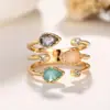 Anillo Abierto Asimétrico Estilo Coreano Huajie, Elegante Anillo Artificial con Forma de Gota, Anillo Real Femenino con Diseño de Revista