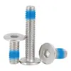 Tornillos de acero inoxidable 304 de cabeza plana delgada con hexágono interior, punta CM azul semiadhesiva, tornillos con hexágono interior estándar de Guangdong, m3, m4, m5, m6