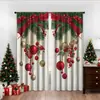 Cortinas com Estampa Digital de Cena de Neve Quente de Natal Transfronteiriça Decoração de Janela de Casa Cozinha Café Cortinas de Janela