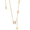 Collar de Piedra Ojo de Gato Acero de Titanio Joyería que no se decolora para Mujer Circonita Microincrustada Electrochapado en Oro Real Gargantilla Colgante Geométrico de Moda