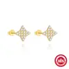 Brincos de Prata Esterlina S925 Trevo de Quatro Folhas Estrela de Quatro Pontas Cheios de Diamante Estilo Coreano Design de Nicho Brincos de Luxo Acessíveis