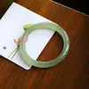 Pulseira Estilo Xiaohongshu de Concubina Imperial, Pulseira Transparente de Vidro Redondo Grosso Anti-Jade Gelo, Acessório Hanfu, Pulseira Antiga com Sino para Mulheres