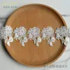 Adorno de Encaje Floral Blanco Brillante de 7.6 cm para Decoración de Falda Lolita, Accesorios de Bordado Solubles en Agua Hechos a Mano