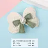 Ins stud bead knit color sólido corbata de lazo doble capa cinta tejida de colores lazo tocado para niños accesorios de ropa DIY hechos a mano