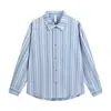 Camisa a Rayas de Manga Larga Simple Estilo Retro Japonés Rumen Meng para Hombres y Mujeres Otoño Holgada Perezosa Versátil Camisa Casual para Pareja